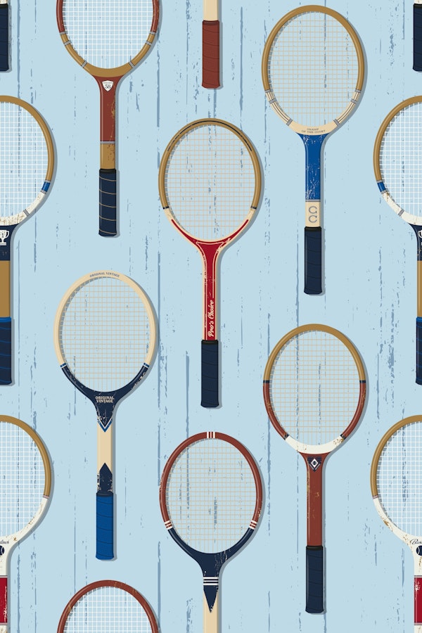 Vintage tennis rackets light blue