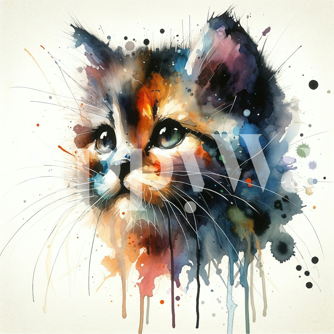 Watercolor Kitty Cat Tapetdesign
