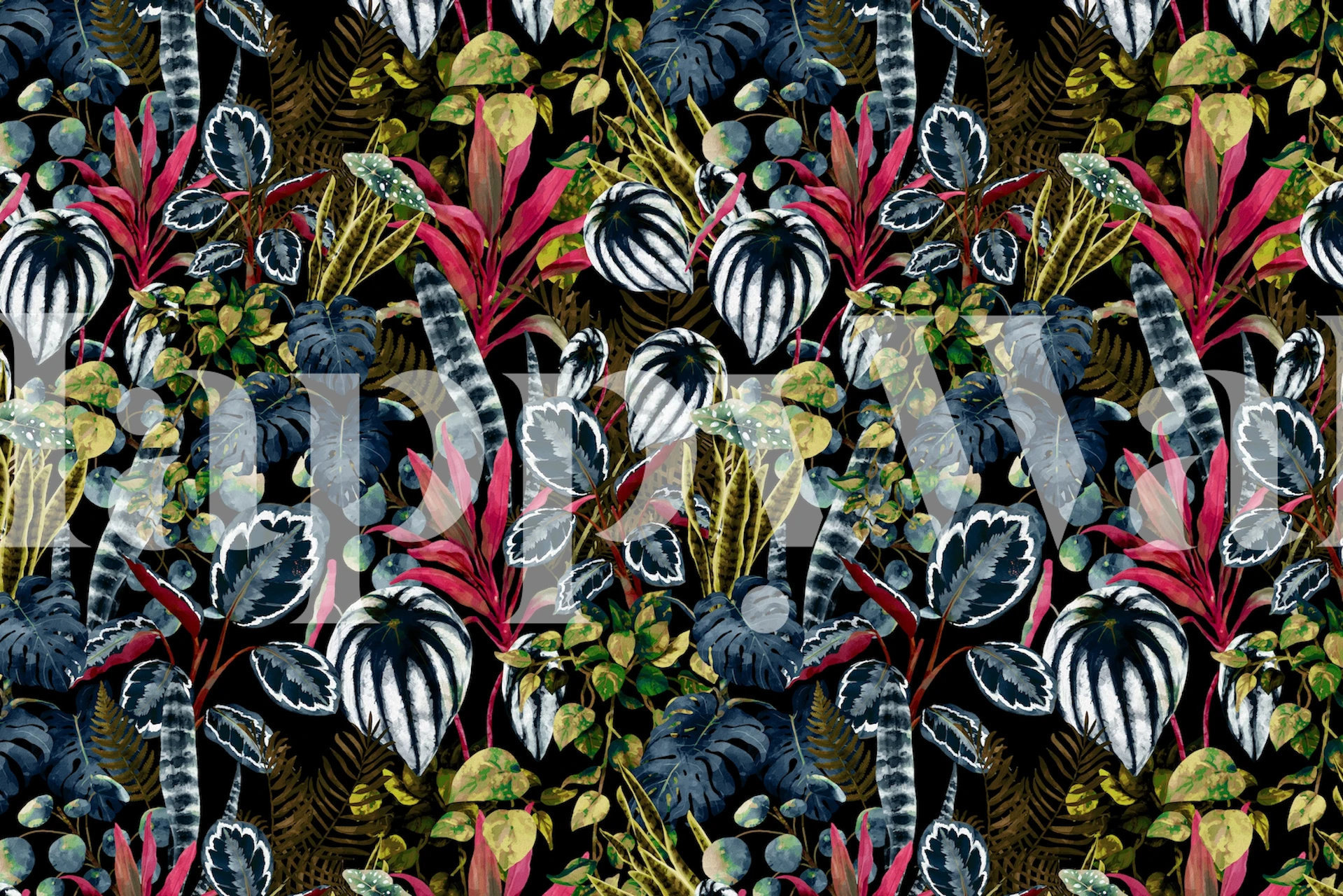 Tropical Night Garden XX wallpaper displayed in a room