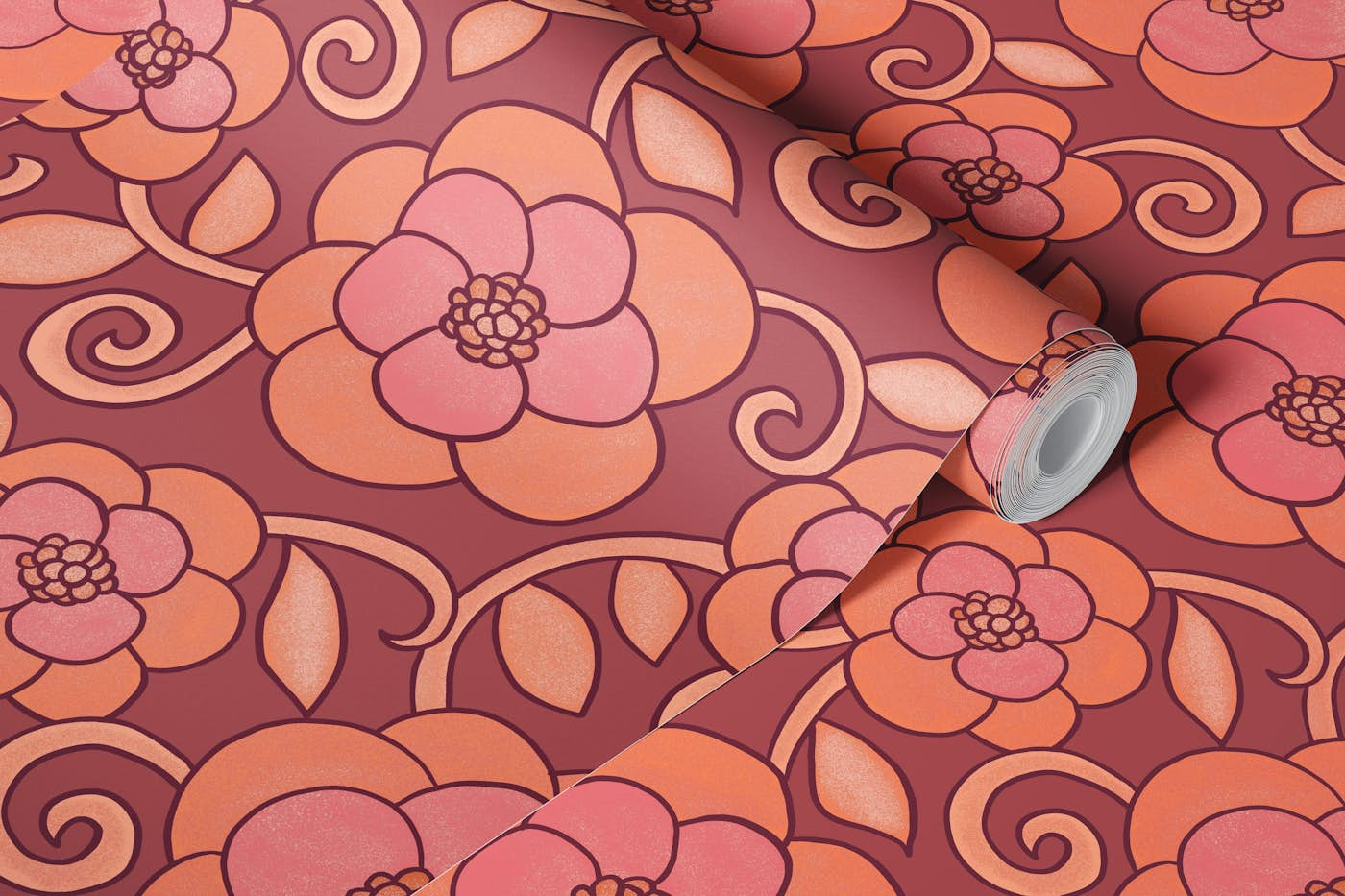 Ornamental Romance in Sunset Shades wallpaper roll