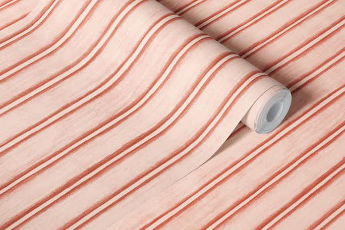 Dusty Tangerine Chalky Stripeswallpaper roll