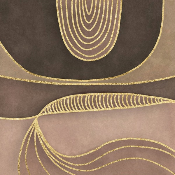 Shapes Mid Century Art Brown Gold