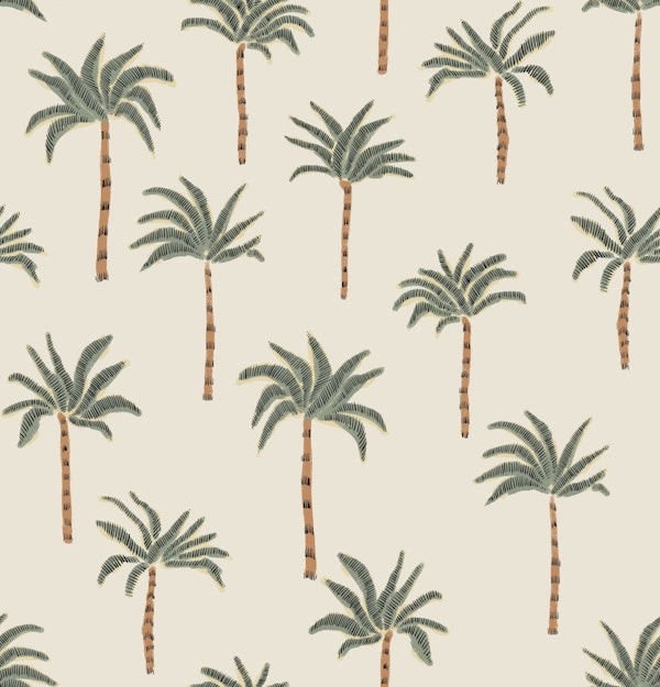 Whimsical Palmtree Oasis - Soft Green & Brown