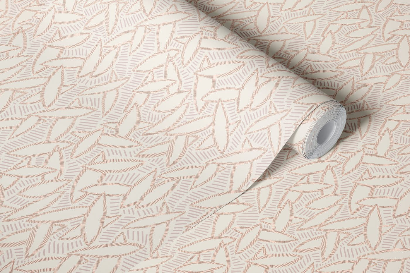 Minimalist Flora - Scribble Line Art in Cream wallpaper roll