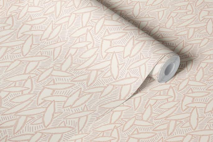 Minimalist Flora - Scribble Line Art in Creamwallpaper roll