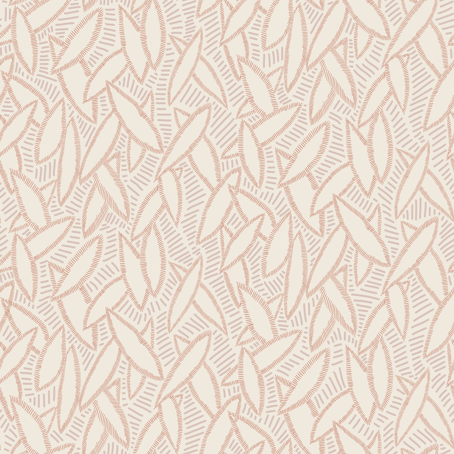 Minimalist Flora - Scribble Line Art in Cream wallpaper | Happywall