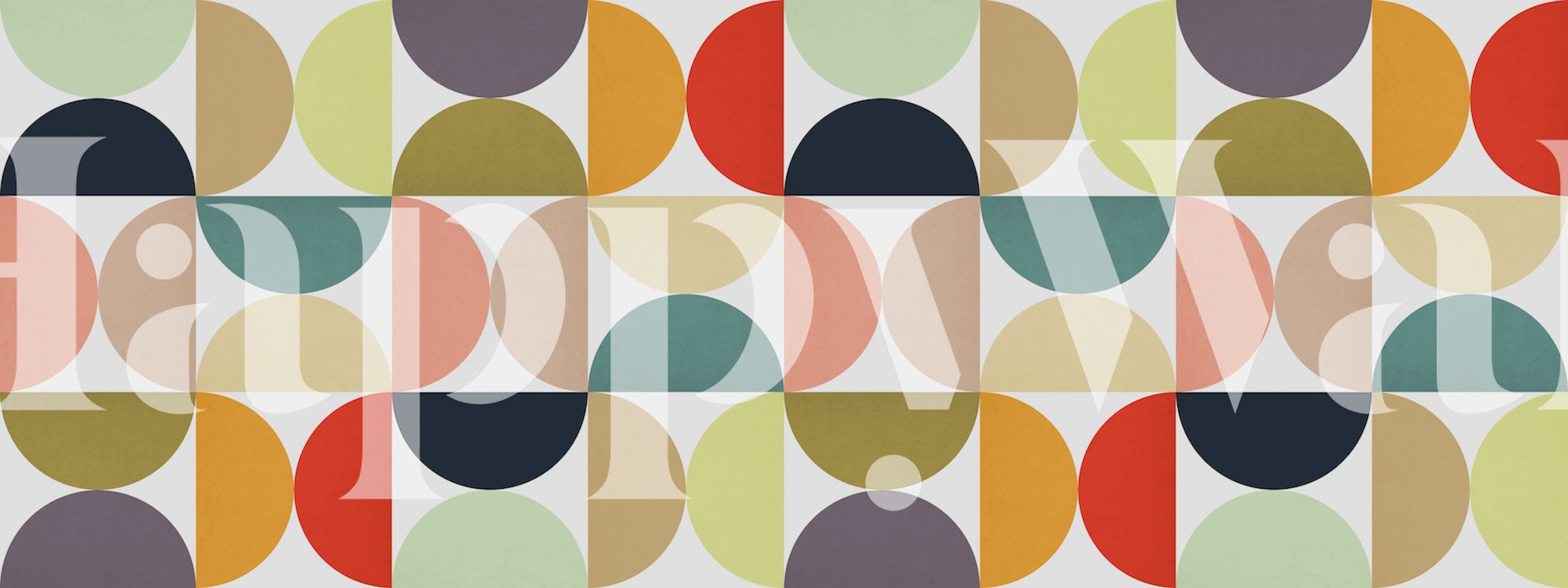 Colorful circles wallpaper in a room