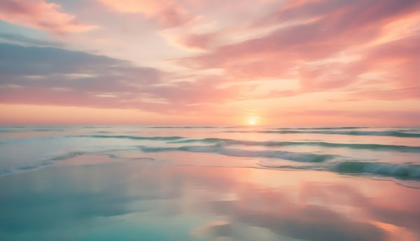 Blurred sunset over the ocean with reflection