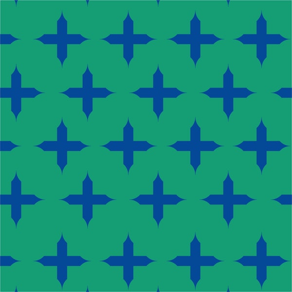Moss green navy blue cross pattern