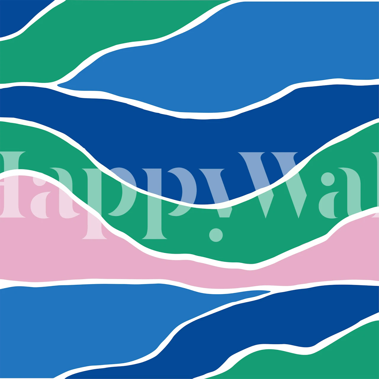Abstract wave pattern in blue, green, and pink wallpaper