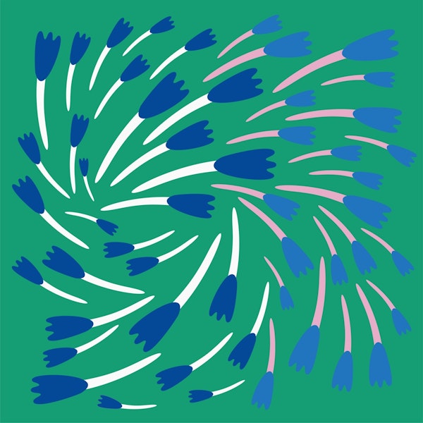 Forest green blue flower garden