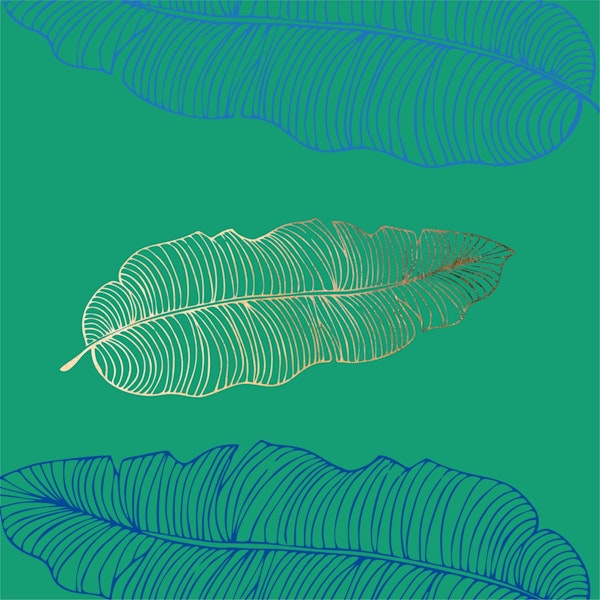 Moss green palm leaf pattern