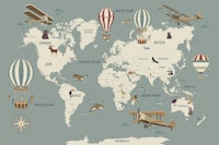 Beautiful Travel Map for Kids - Pastel Blue carta da parati