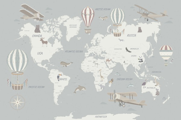 Beautiful Travel Map for Kids - Light Blue