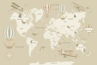 Beautiful Travel Map for Kids - Light Sepia carta da parati