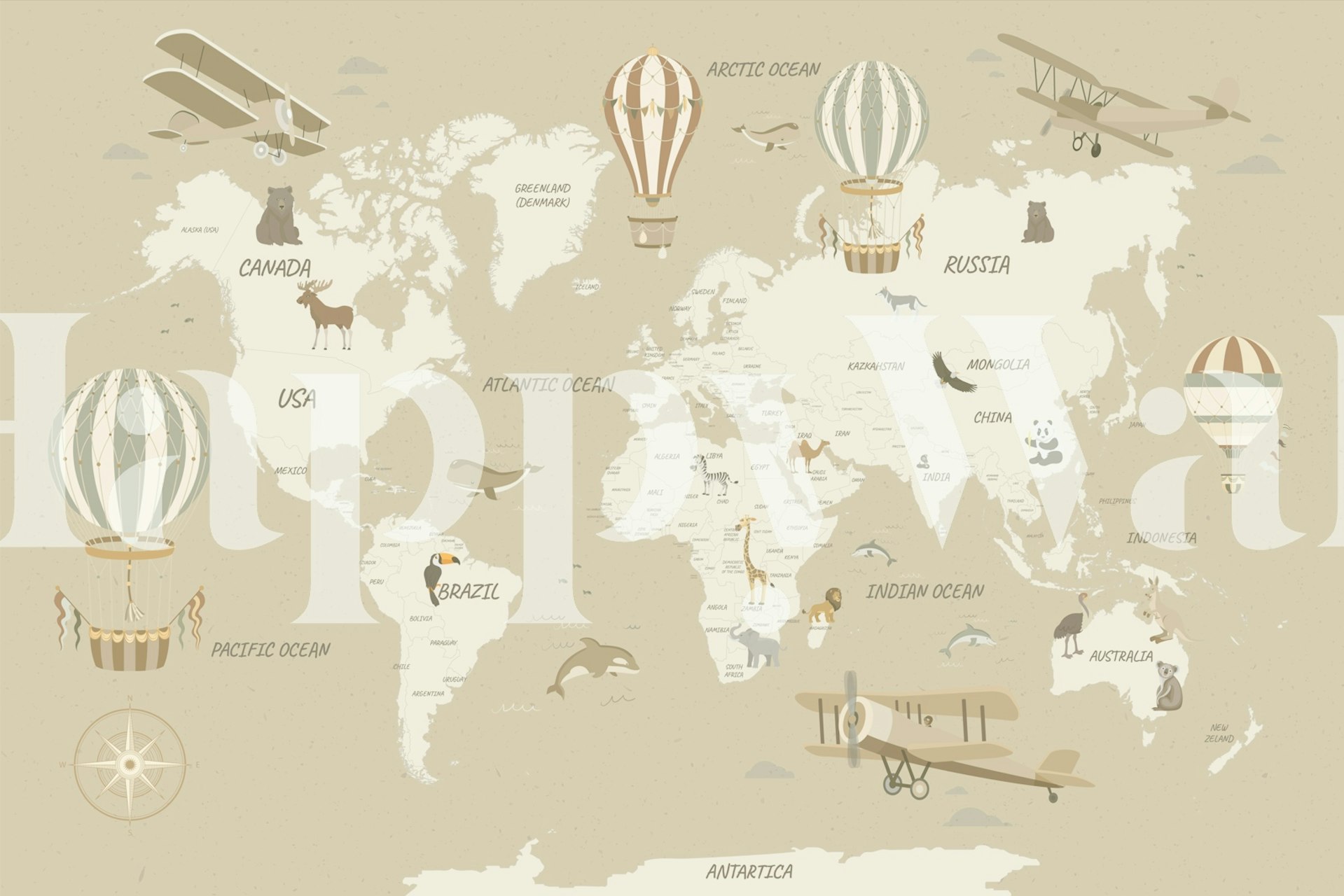 Beautiful Travel Map for Kids | happywall.com