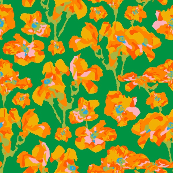 WILD ROSES Abstract Floral Garden - Green