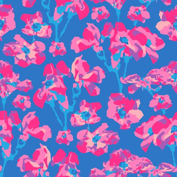 WILD ROSES Abstract Floral Garden - Blue
