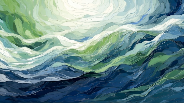 Blue Green Abstract Waves Wallpaper