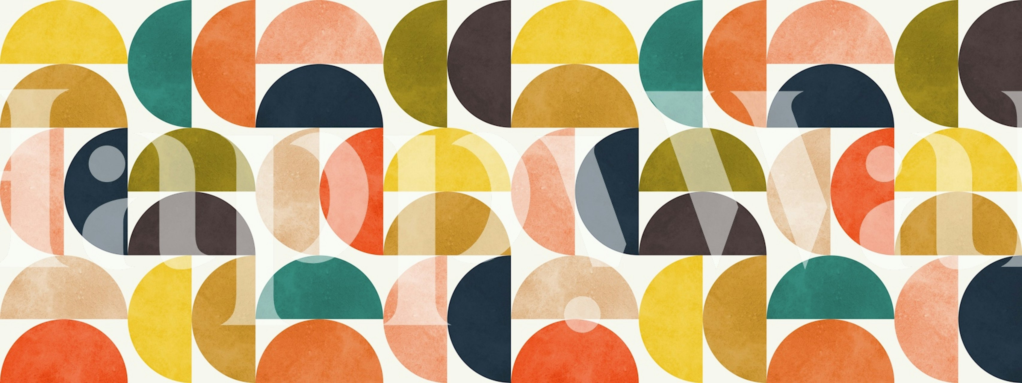 Papier peint Colorful circles affiché dans une pièce