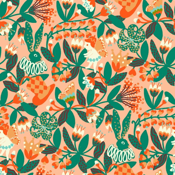 Wonderland peach green