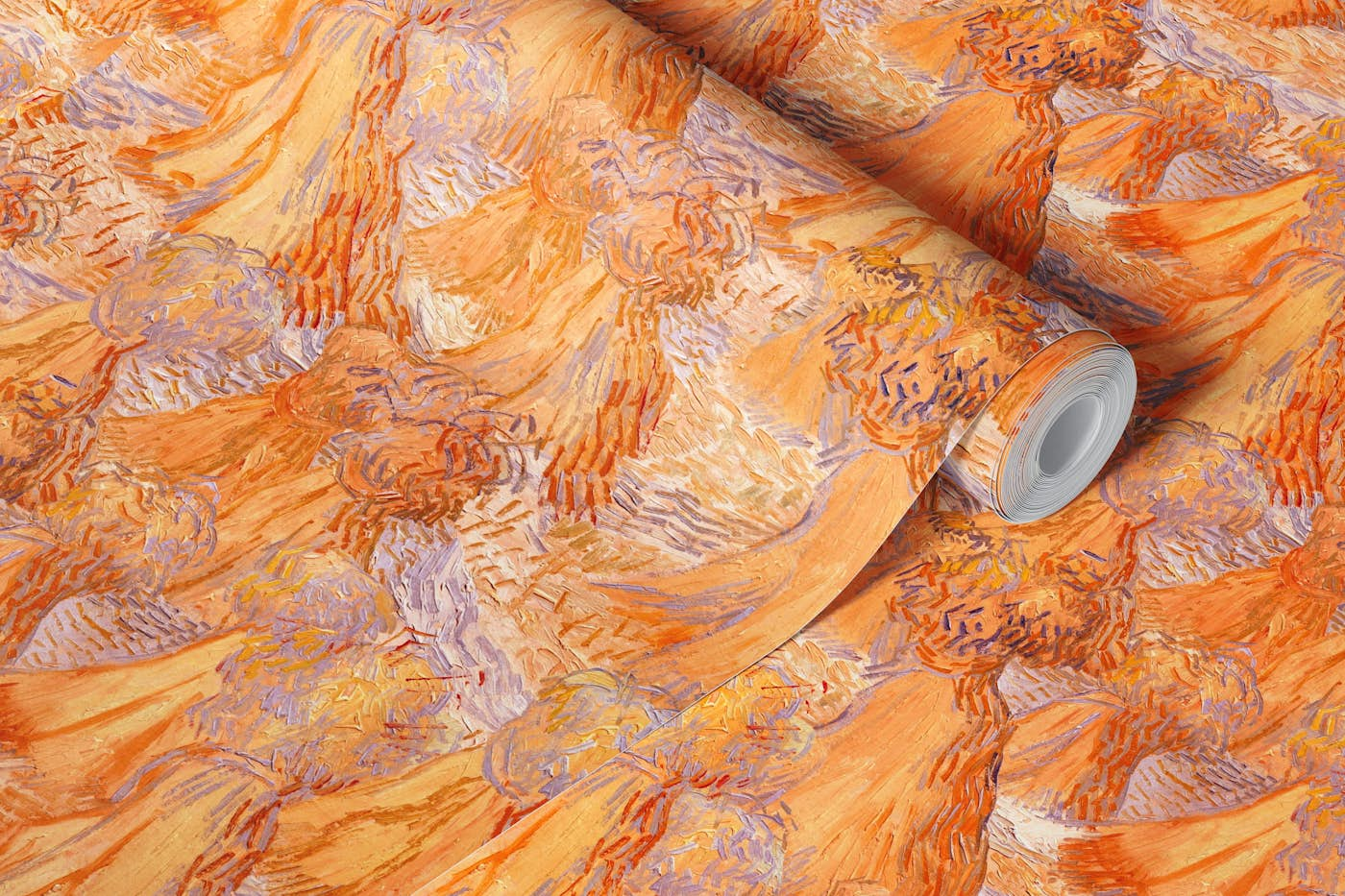 Vincent van Gogh's Sheaves of Wheat orange wallpaper roll