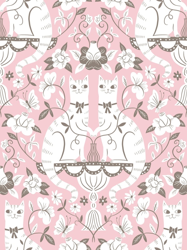 damask romantic cats