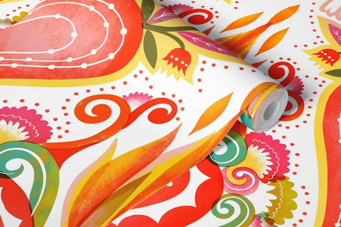 flaming hearts milagroswallpaper roll