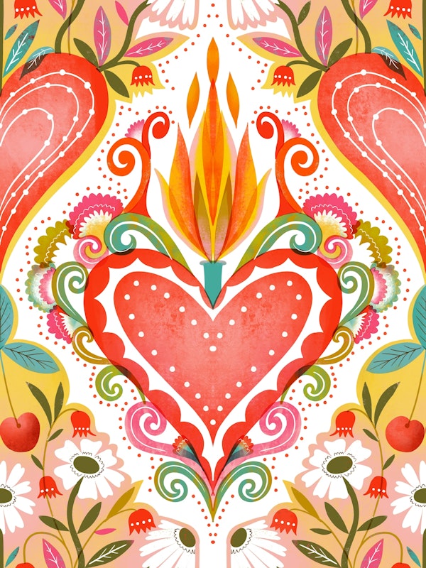 flaming hearts milagros