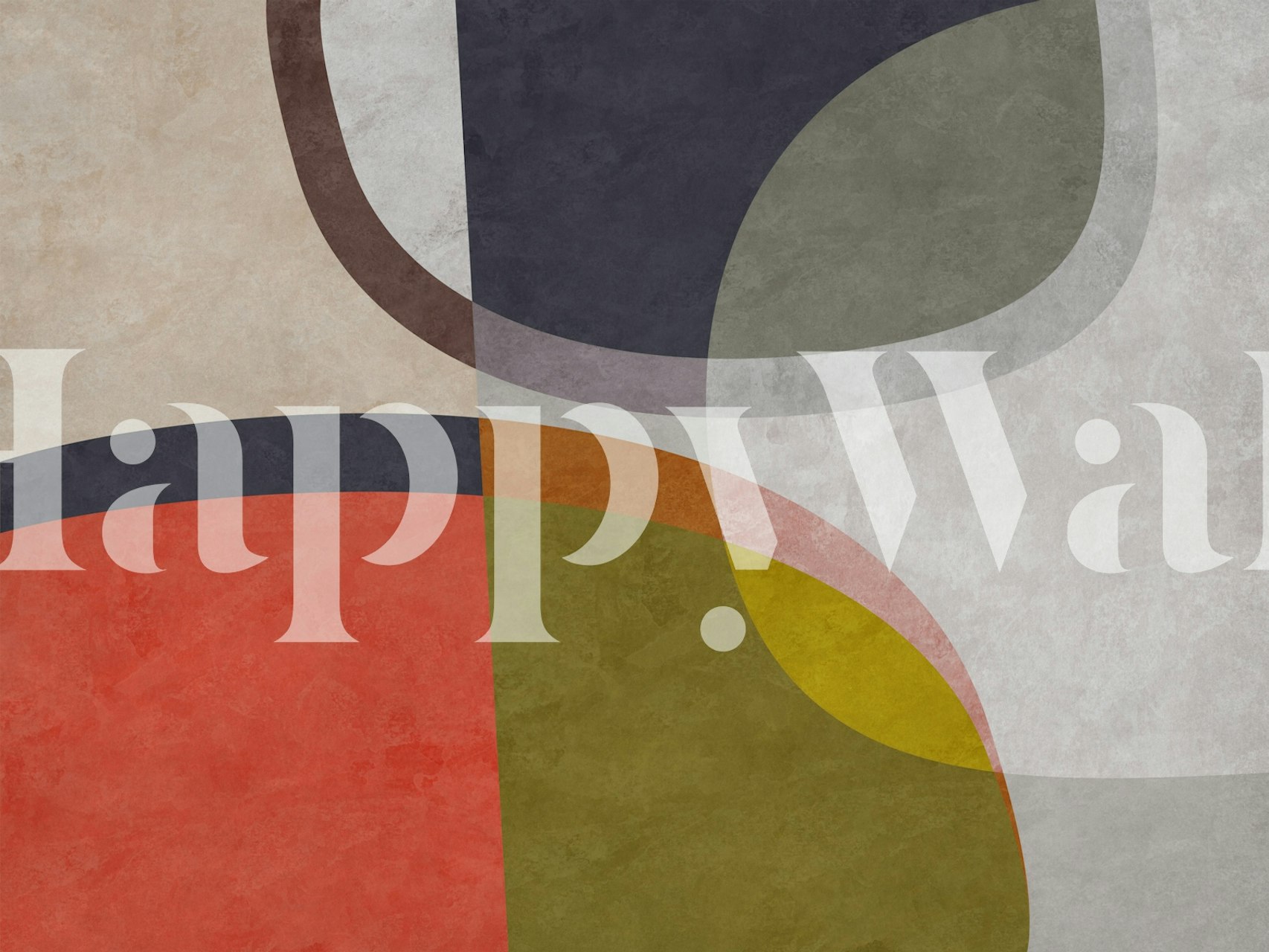 Abstract geometric shapes wall mural in earthy and pastel colors