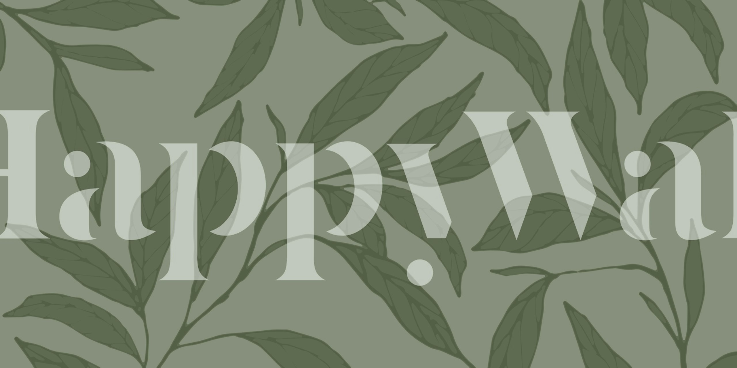 Green tea leaves wall mural with a calming botanical design