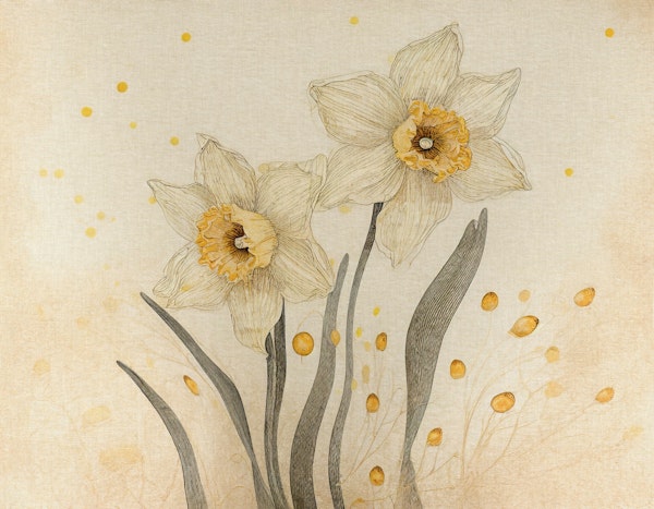 retro botanical drawing flowers and seeds