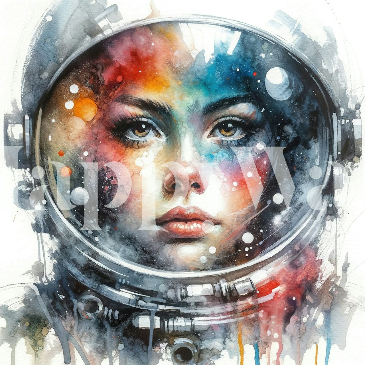 Watercolor Woman Astronaut wallpaper | Happywall