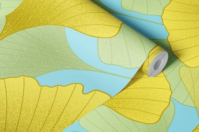 Ginkgo Biloba leaves seamless pattern 6wallpaper roll