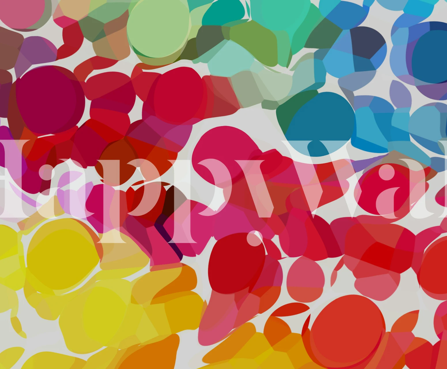 Colorful abstract circular shapes in red, yellow, blue, and green wallpaper