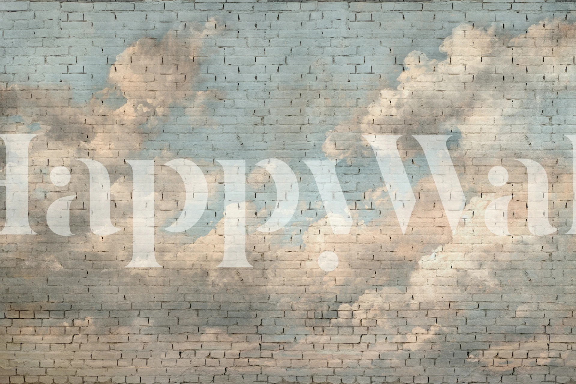 Bricks wall carta da parati con design classico delle clouds