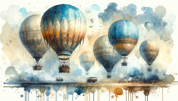 Vintage Air Balloons in Watercolor