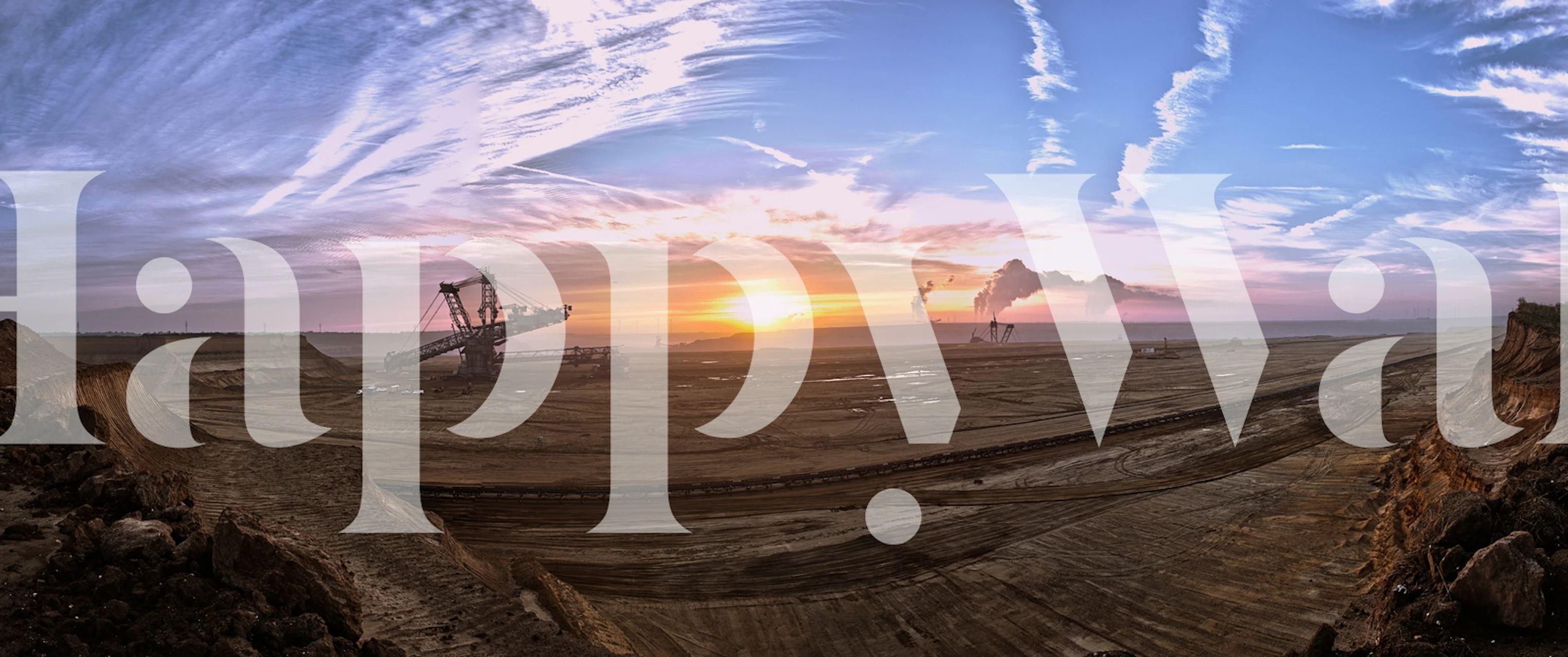 Industrial landscape with sunset and machinery wallpaper