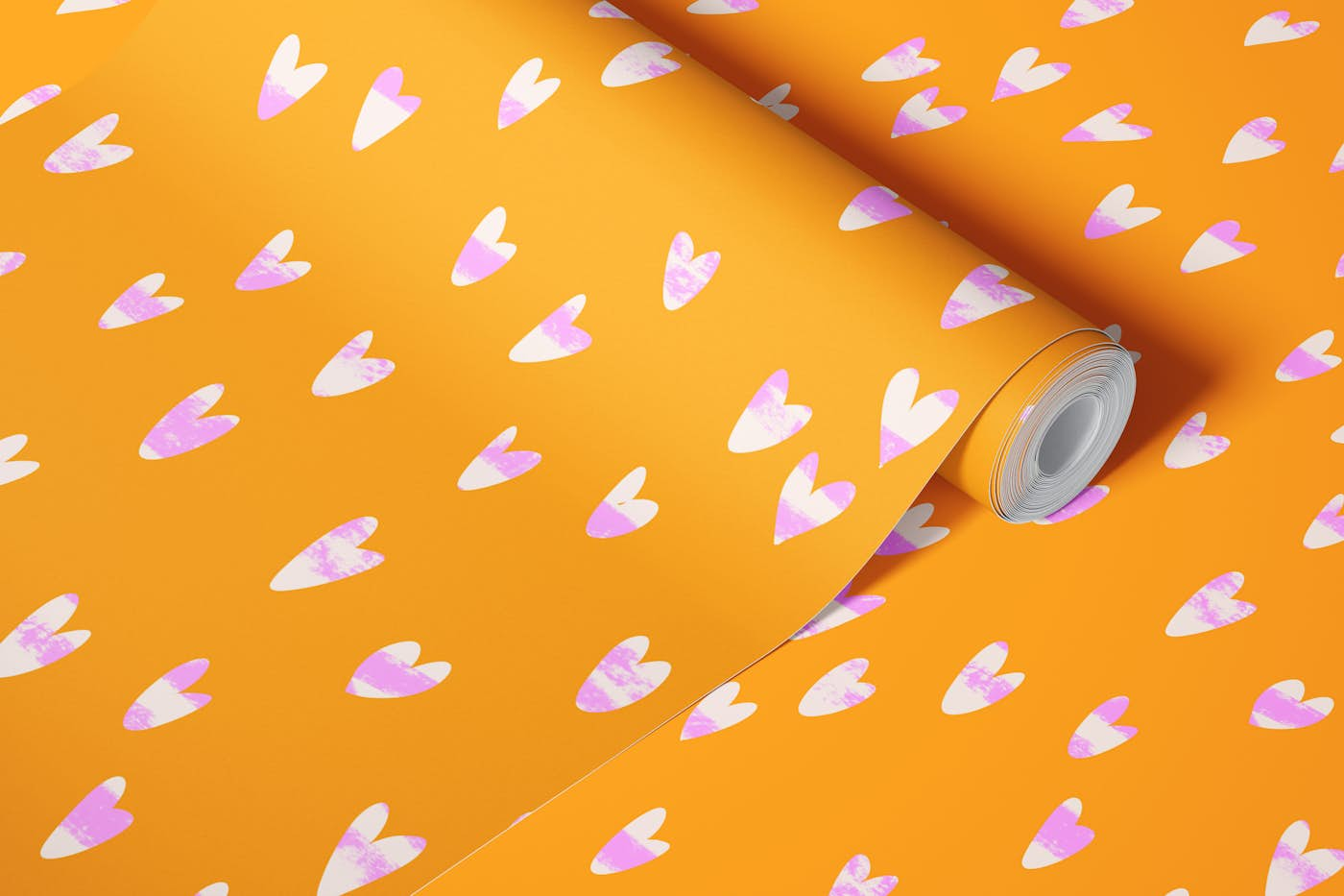 Hearts Watercolor Purple Pink Dashes Orange wallpaper roll