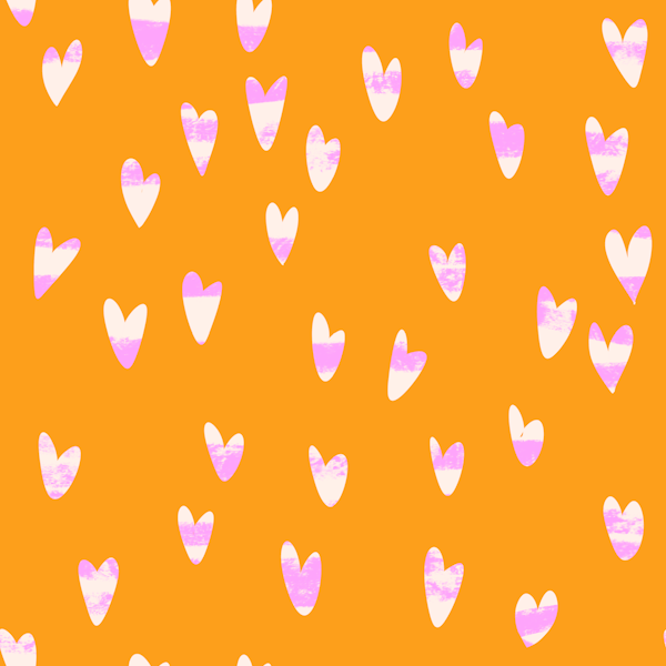 Hearts Watercolor Purple Pink Dashes Orange