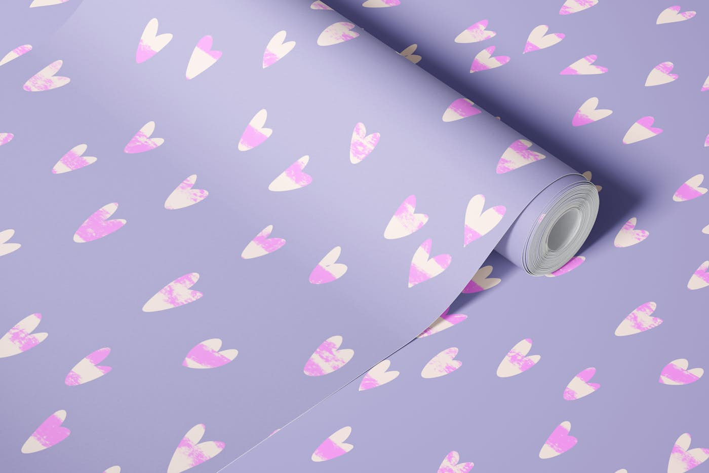 Hearts Watercolor Purple Pink Dashes Lilac wallpaper roll