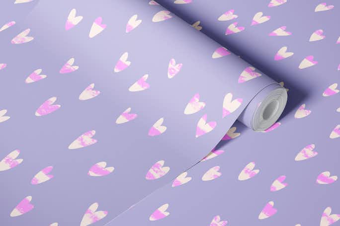 Hearts Watercolor Purple Pink Dashes Lilacwallpaper roll