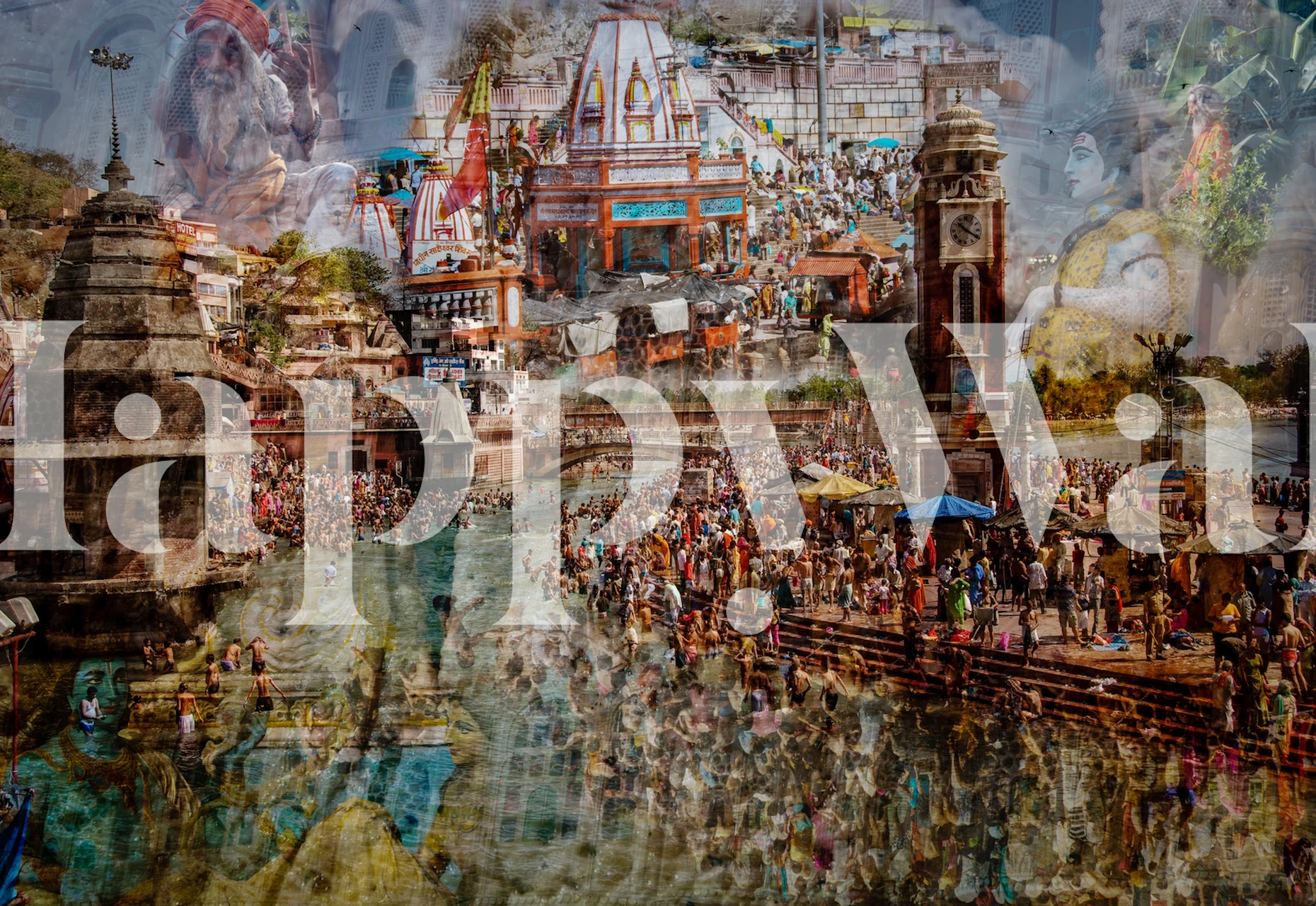 Holy India papel de parede em um quarto vibrante