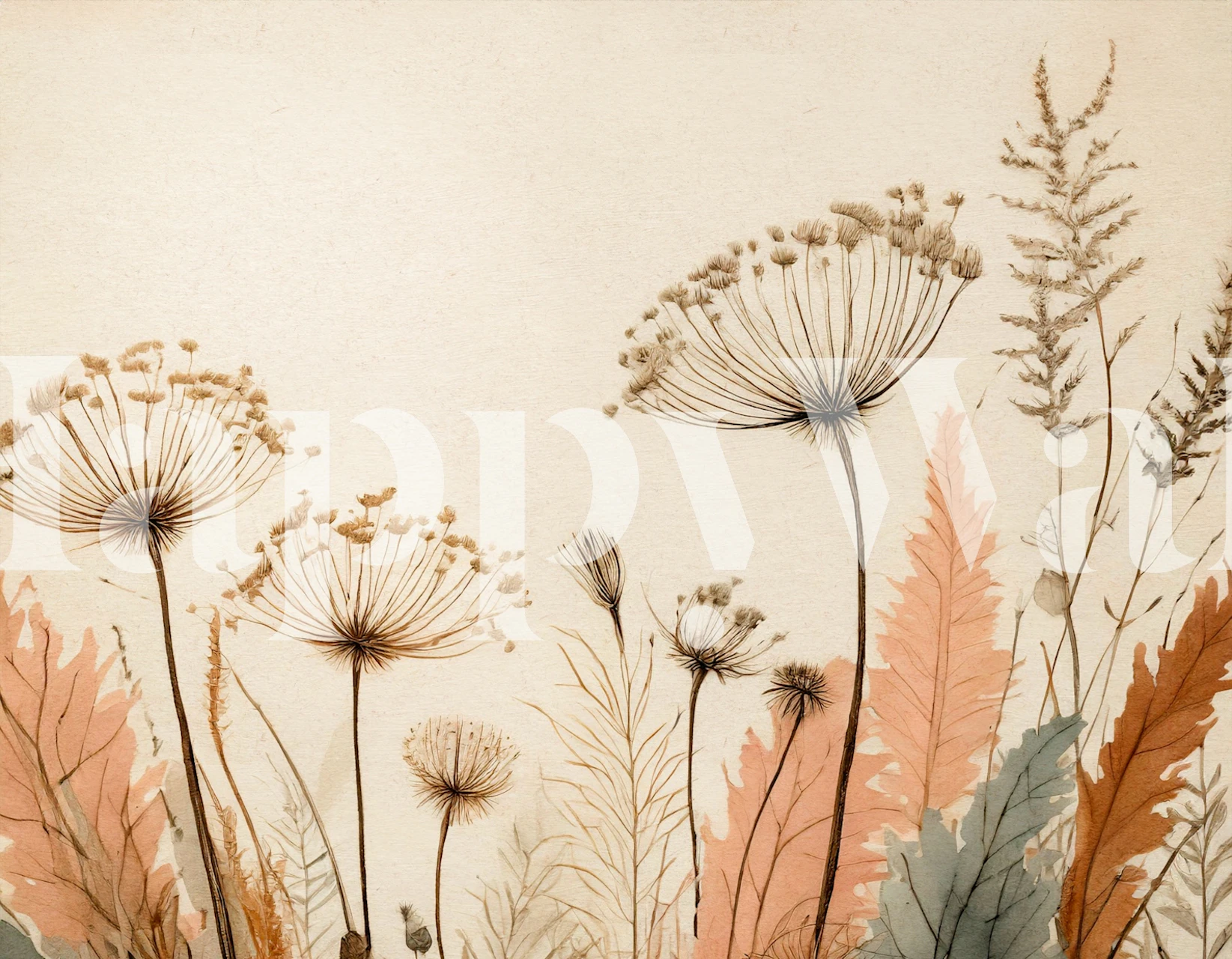 Wild meadow wallpaper design in a room