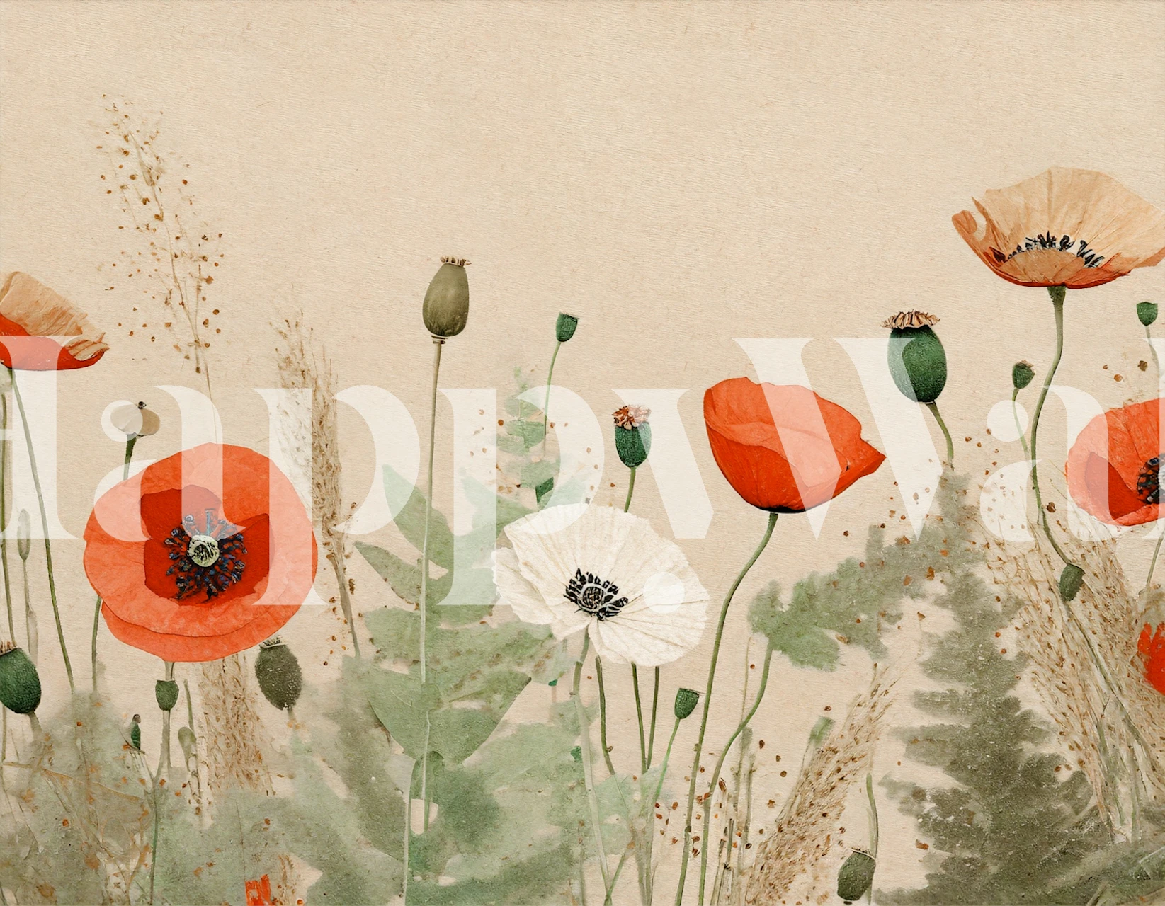 Wild meadow wallpaper design in a room