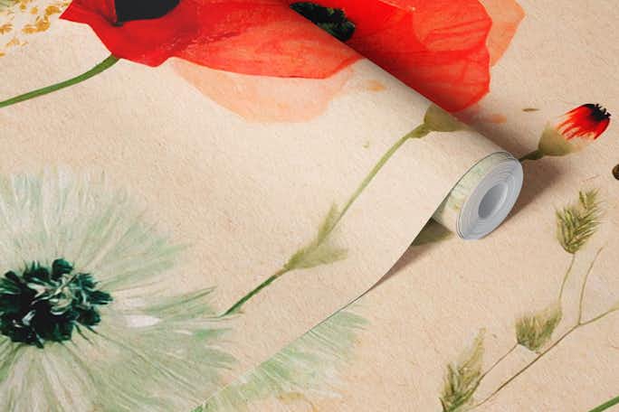 wild meadow poppieswallpaper roll
