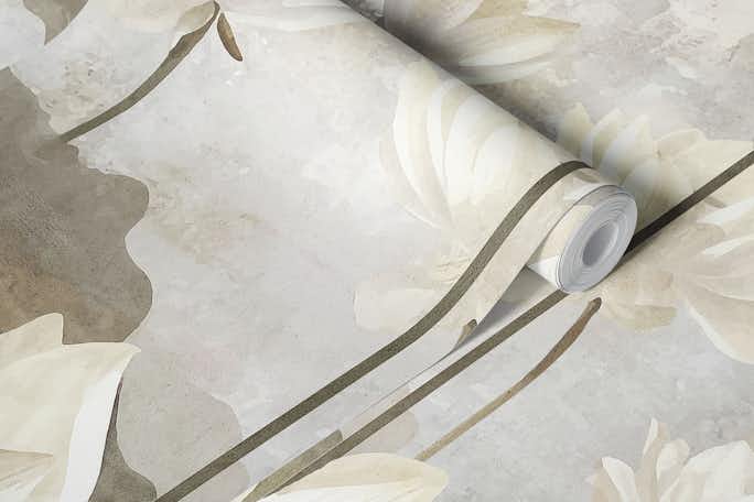 Pure White Blooms Watercolorwallpaper roll