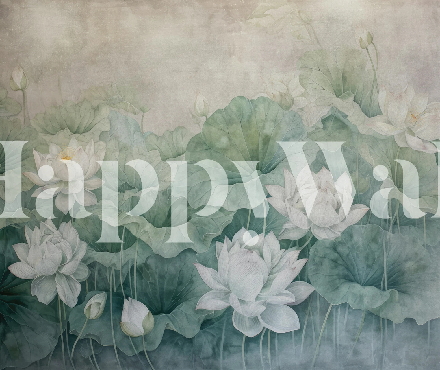 Emerald Waterlily Poem tapetti huoneasetelmassa