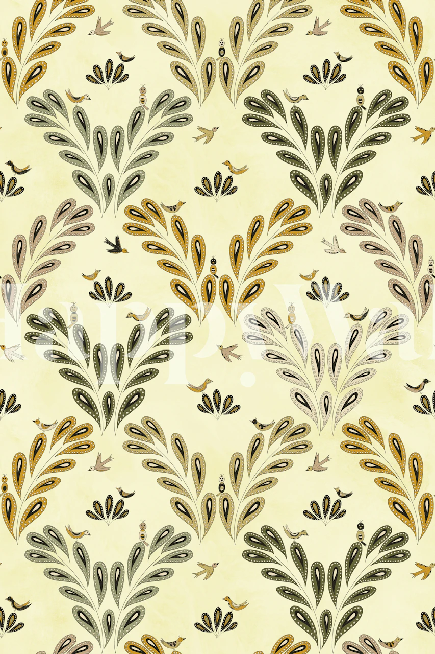 Birds and Plants tapet i et rum