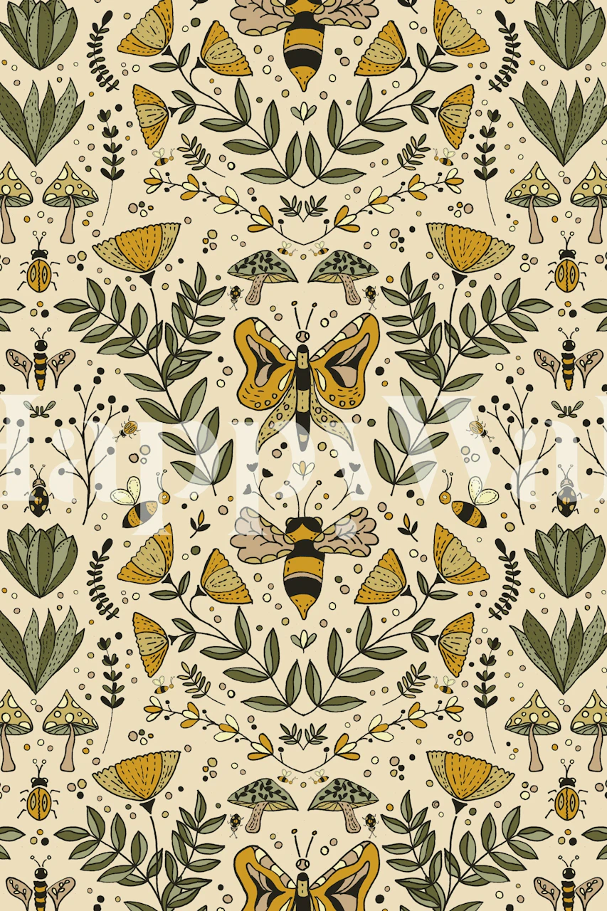 Tapeta s Bees i butterflies u sobi